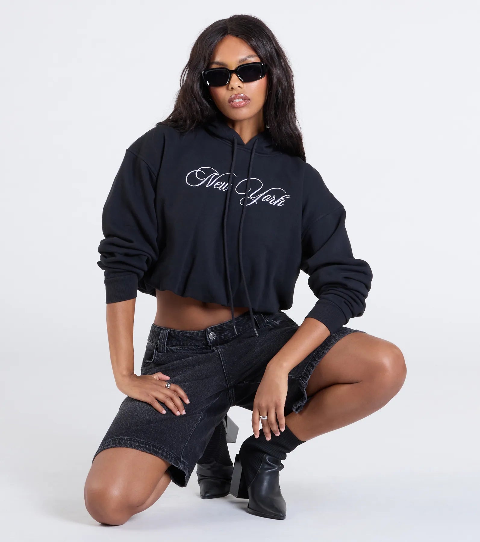New York Bubble Crop Hoodie