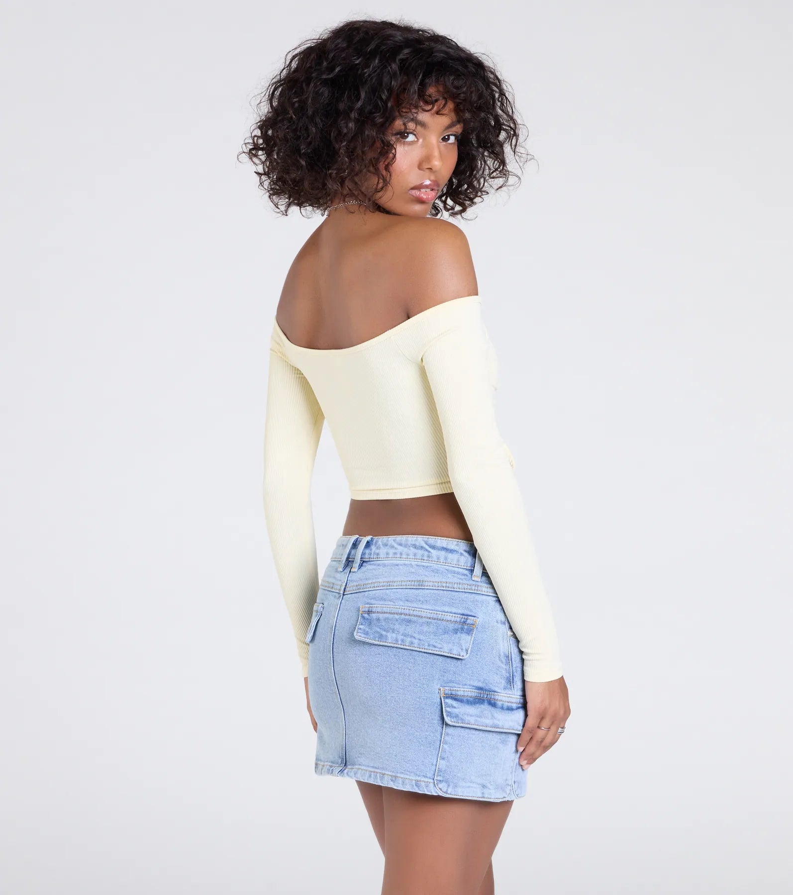 Sultry Perception Off-The-Shoulder Crop Top