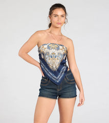 Sun Soaked Cutie Satin Scarf Top