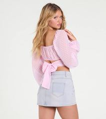 Favorite Babe Tie-Back Polka Dot Crop Top