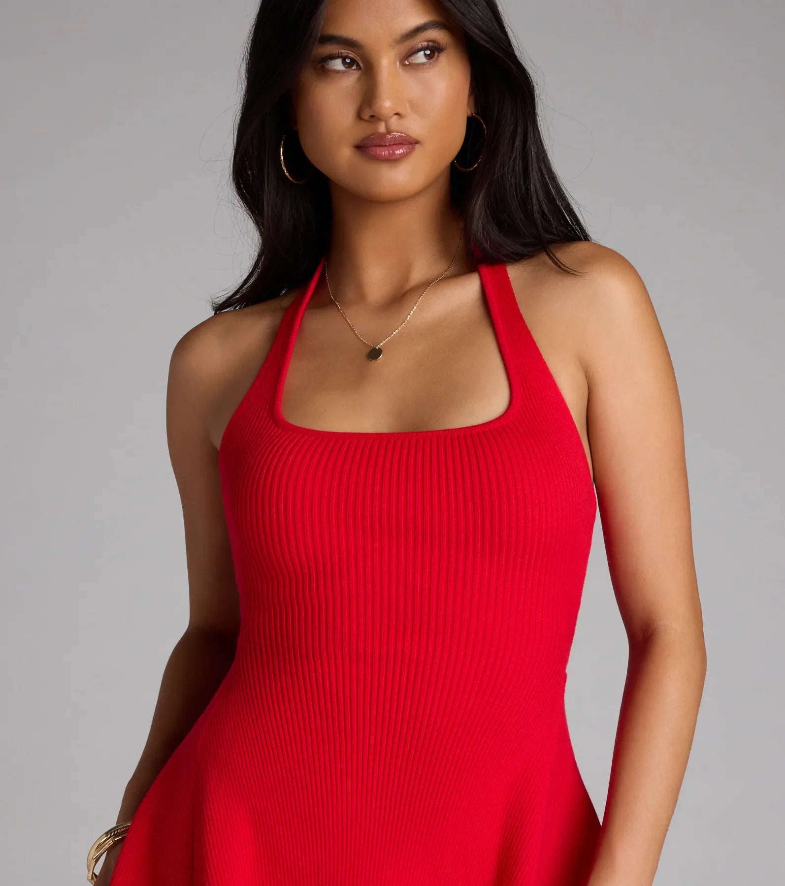 In The Cards Halter Skater Mini Dress