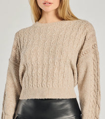 Snuggle Chic Cable Knit Tie-Back Sweater