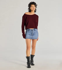 Classic Chic Asymmetrical Cropped Pullover Sweater