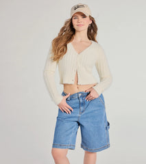 Adorably Cozy Eyelash Knit Button-Down Cardigan