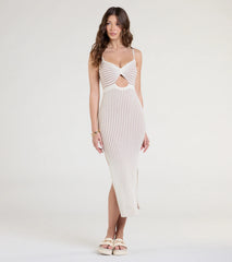 Easily Stunning Cutout Striped Midi Dress