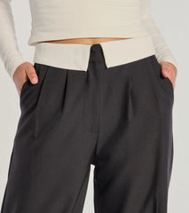 First Look Contrast Wide-Leg Pants