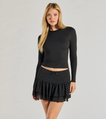 Subtle Charm High-Rise Rhinestone Skort