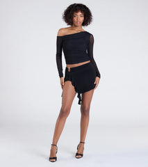 Feeling Myself Slit Ruffle Mini Skirt