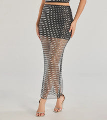 All That Shines Rhinestone Fishnet Maxi Skirt