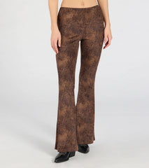 Sassy Trend Leopard Faux Suede Flare Pants