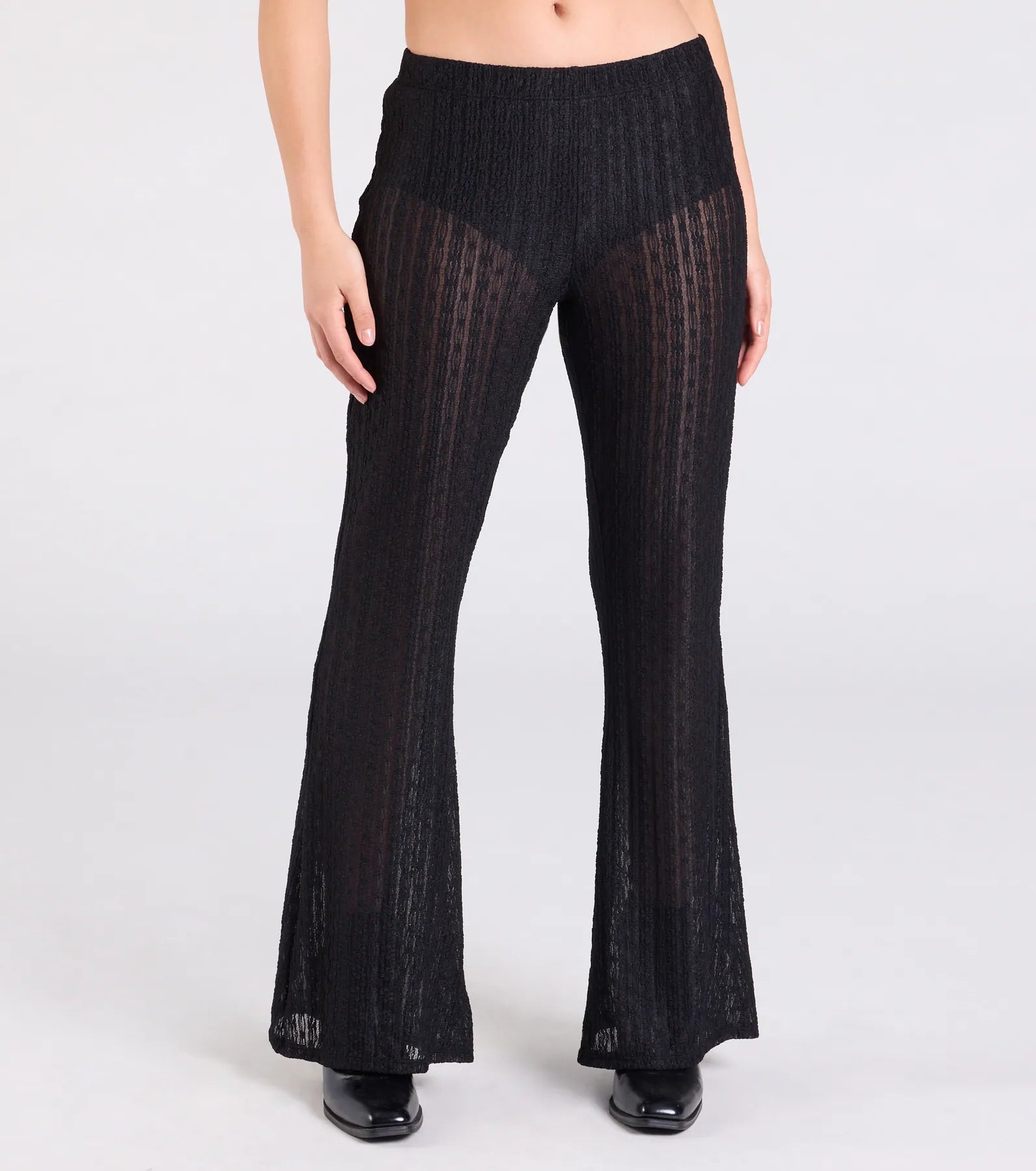 Bohemian Chic Sheer Lace Flare Pants