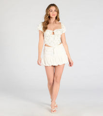 Small Town Girl Mid-Rise Bubble Denim Mini Skirt
