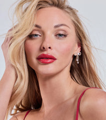 Perfect Glamour Faux Pearl Rhinestone Bow Earrings