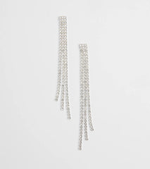 Glamorous Drama Rhinestone Fringe Earrings