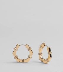 Glam Edge Rhinestone Trim Hoop Earrings
