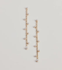 Sparkling Elegance Faux Pearl And Rhinestone Linear Earrings