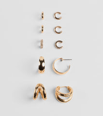 Glitzy Essentials Five-Pack Hoop Earrings