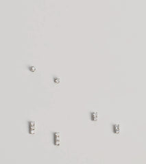 Delicate Glam Three Pack Stud Earrings