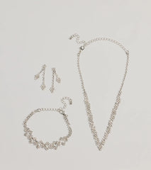 All That Glitzy Glam Necklace, Earrings, And Bracelet Set