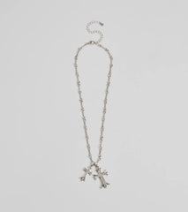 Graceful Radiance Rhinestone Cross Pendant Necklace