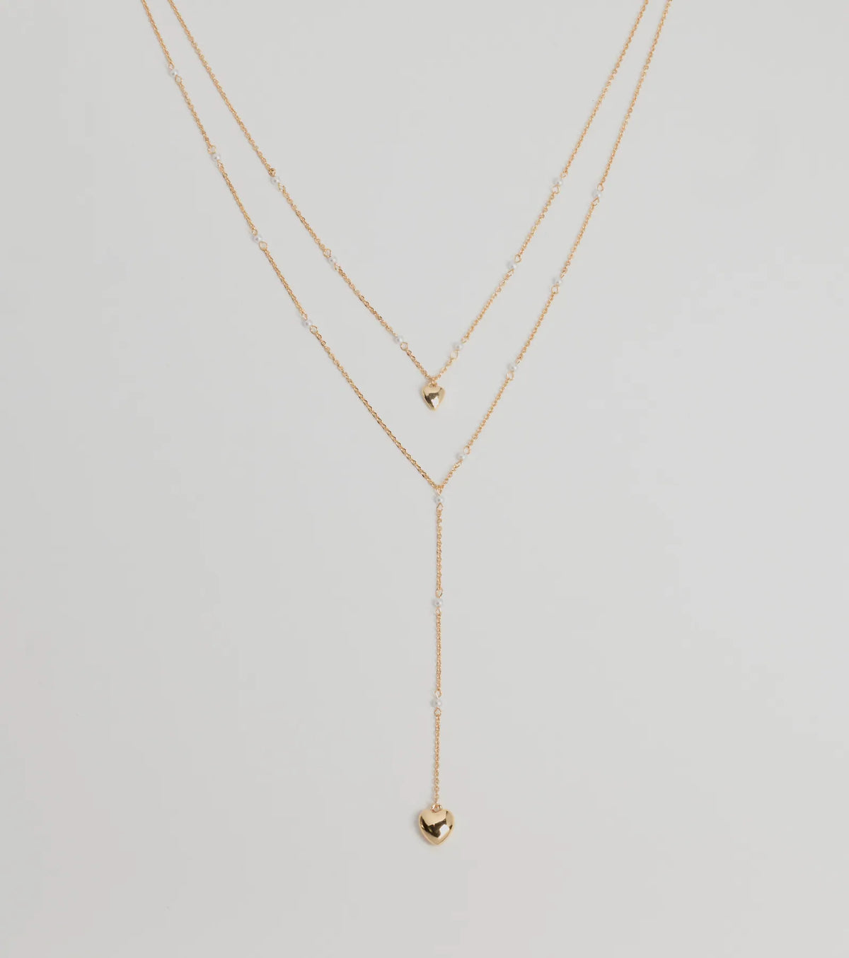 Sweet Glam Layered Faux Pearl And Heart Pendant Necklace