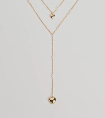 Sweet Glam Layered Faux Pearl And Heart Pendant Necklace