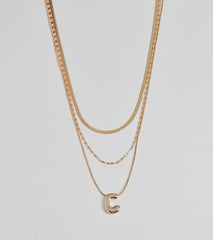 C Initial Layered Bubble Necklace