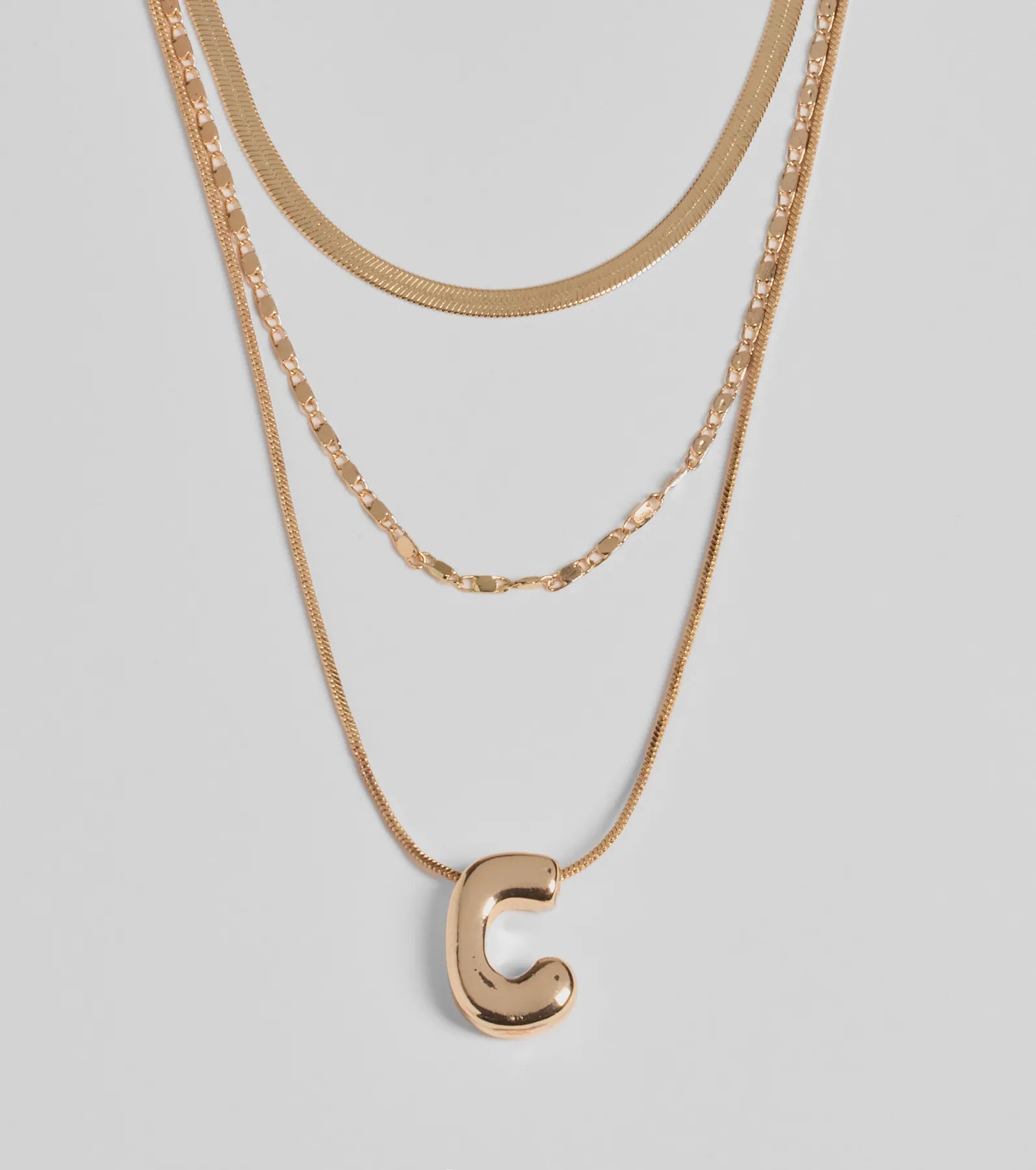 C Initial Layered Bubble Necklace