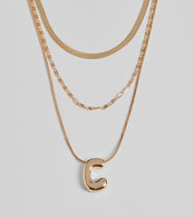 C Initial Layered Bubble Necklace