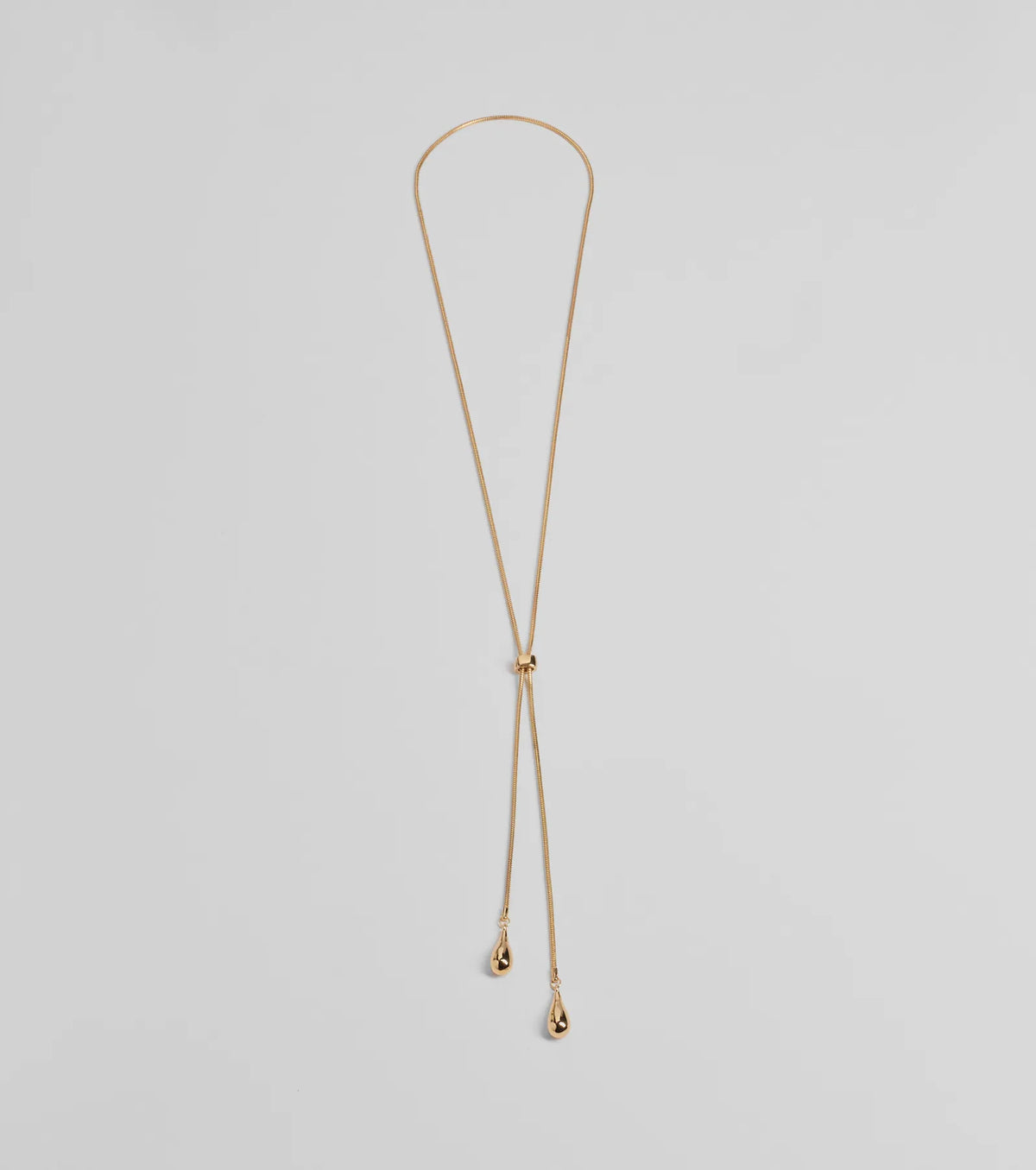 Sleek Teardrop Charm Lariat Necklace