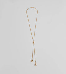 Sleek Teardrop Charm Lariat Necklace