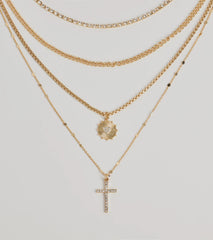 Sleek Bliss Layered Cross Charm Necklace