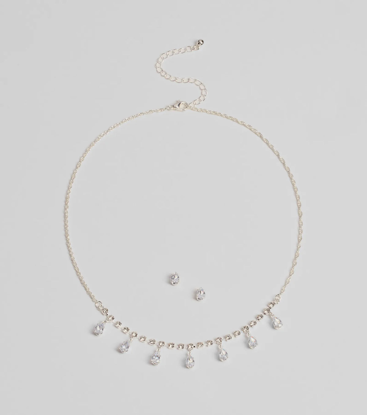 Luxe Dainty Cubic Zirconia Necklace And Stud Earrings Set