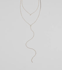 Trendy Glitz Rhinestone Layered Lariat Necklace
