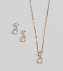 Timeless Glam Cubic Zirconia Necklace And Earrings Set