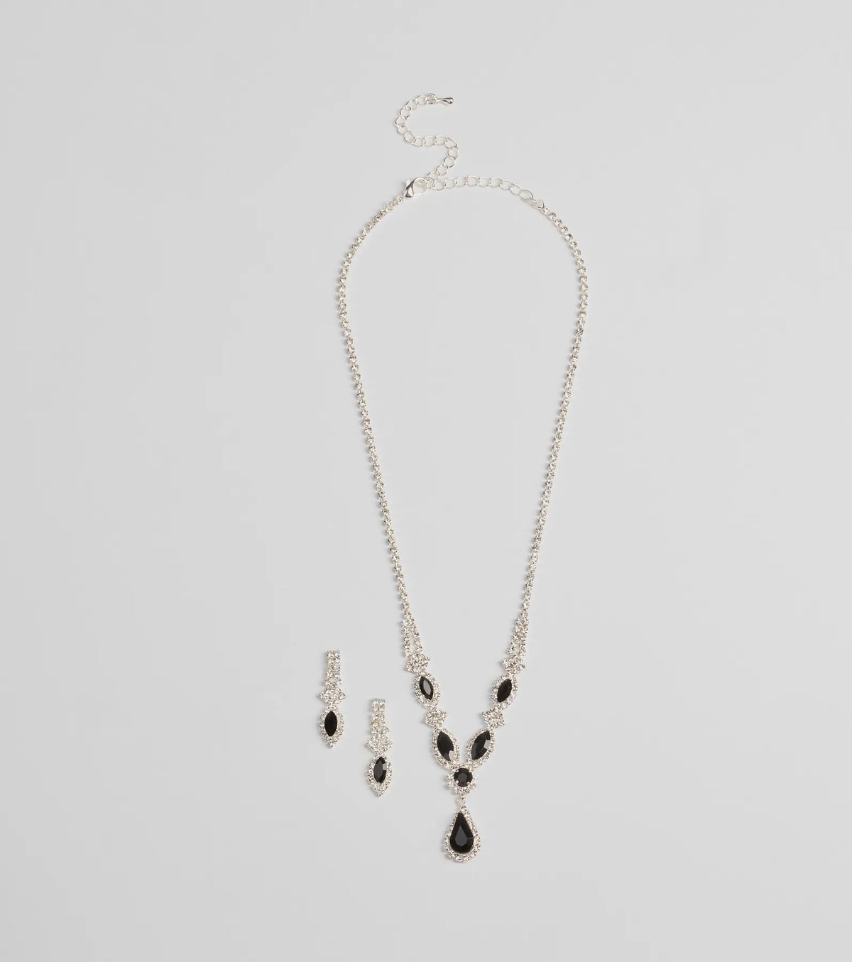 Bold Beauty Teardrop Rhinestone Necklace Set