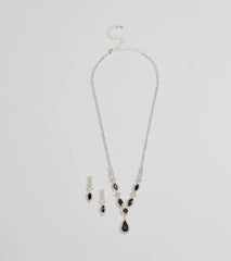 Bold Beauty Teardrop Rhinestone Necklace Set