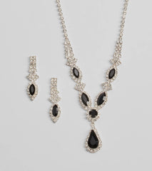 Bold Beauty Teardrop Rhinestone Necklace Set