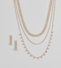Modern Sophistication Triple-Row Layered Necklace And Earrings Set