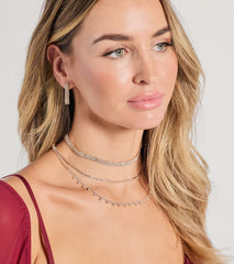 Modern Sophistication Triple-Row Layered Necklace And Earrings Set