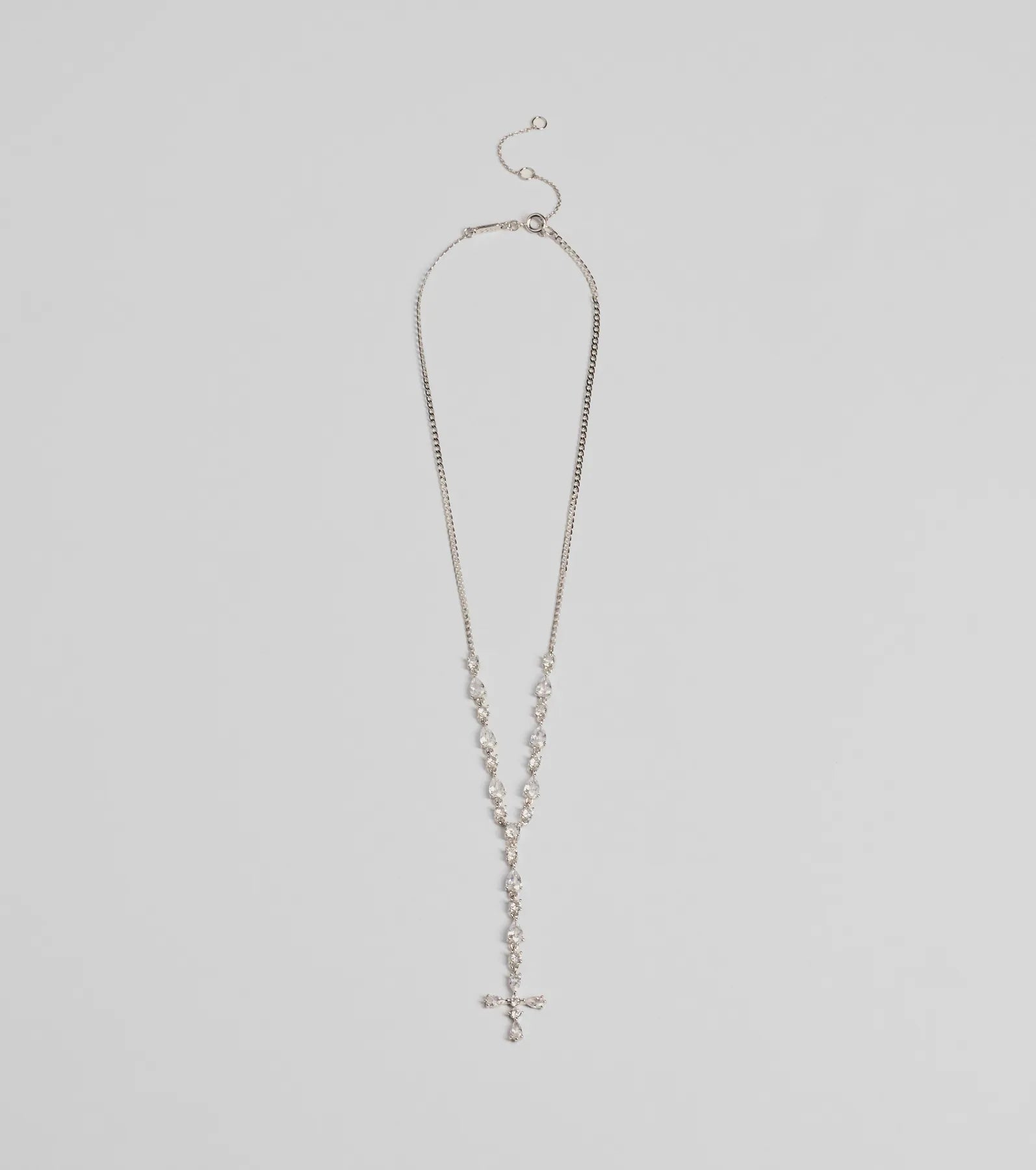 Graceful Elegance Cross Charm Lariat Necklace