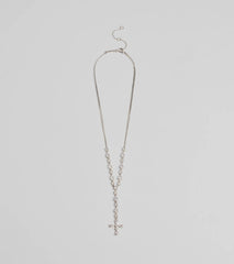 Graceful Elegance Cross Charm Lariat Necklace
