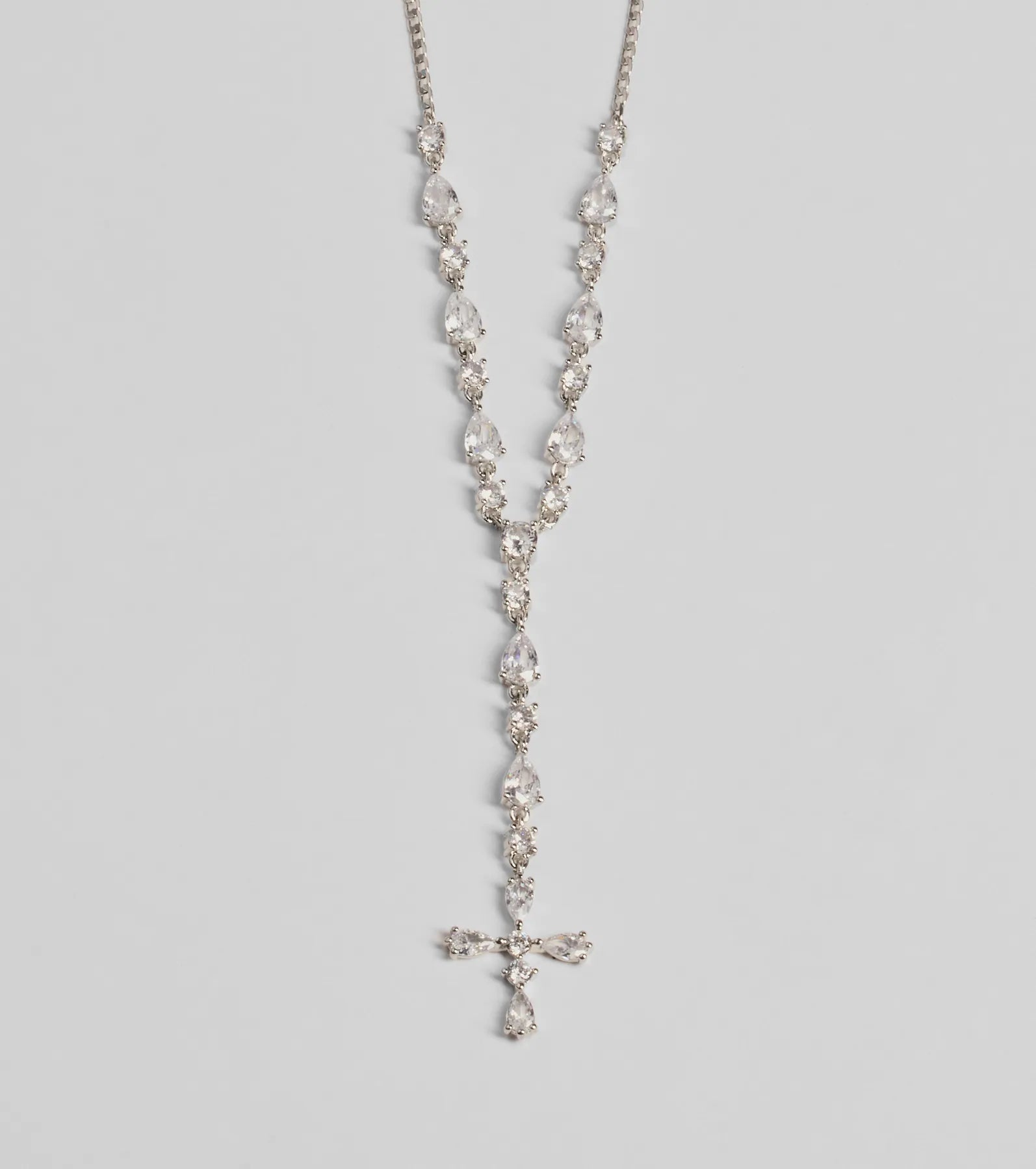 Graceful Elegance Cross Charm Lariat Necklace