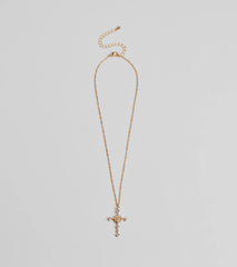 Dainty Glam Rhinestone Cross Pendant Necklace