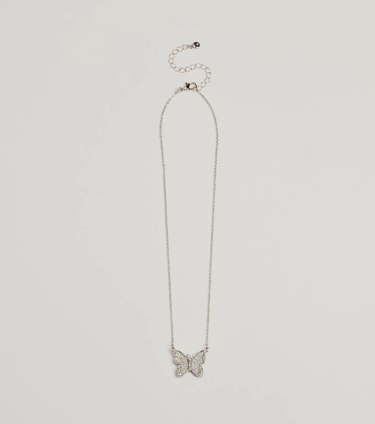 Fluttery Glam Rhinestone Butterfly Pendant Necklace
