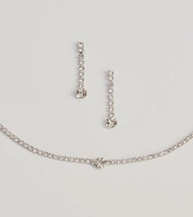 Finest Glam Rhinestone Necklace Set