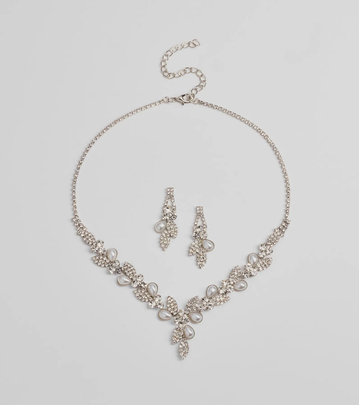 Time To Shine Faux Pearl And Teardrop Rhinestone Necklace Set