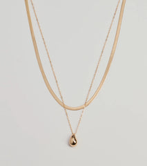 Luxe Layered Teardrop Charm Necklace
