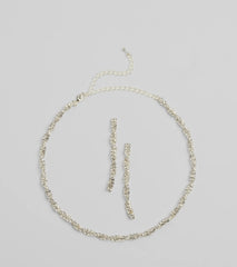 Glamorous Twists Rhinestone Necklace And Earrings Set