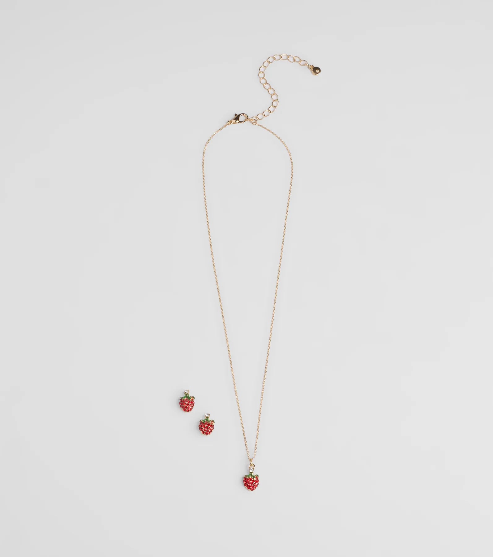 In Season Strawberry Earrings And Necklace Set